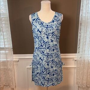 La Mer Luxe Blue Coral Print Dress w/ Shorts Size S Coastal Beach